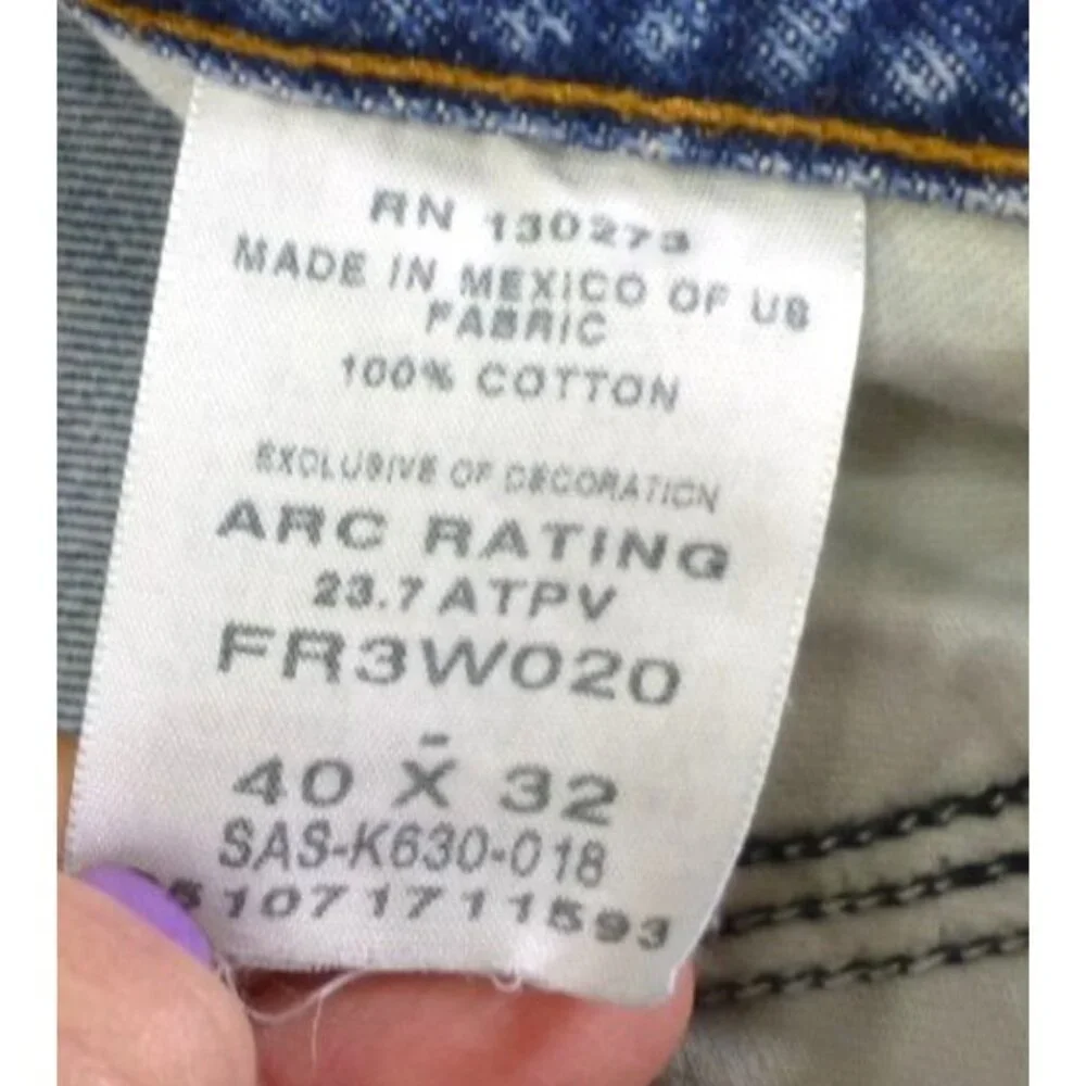 Wrangler FR Riggs Workwear Flame-Resistant Mens Jeans 40x30 100% Cotton Denim Bl - Picture 4 of 11